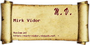 Mirk Vidor névjegykártya